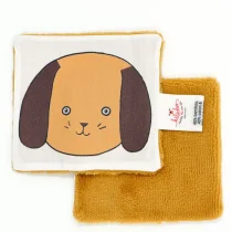 2 lingettes lavables Lapin moutarde en bambou/coton