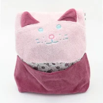 Sac à dos Chat rose en bambou/coton doublé de coton Oeko-Tex. Fermeture des poches aimantée.
